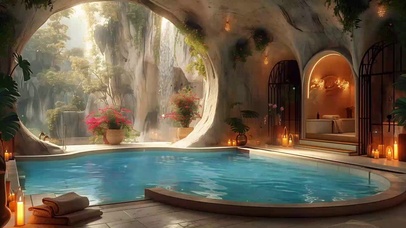 晨间爵士体验神奇的洞穴游泳池