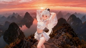 站在山顶的女孩