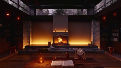 舒适的书房壁炉