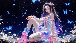 星夜蝶舞的幻彩少女