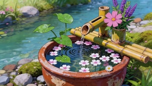 治愈花瓣溪水