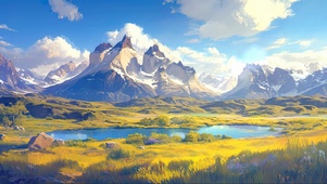 静谧高山草原花海