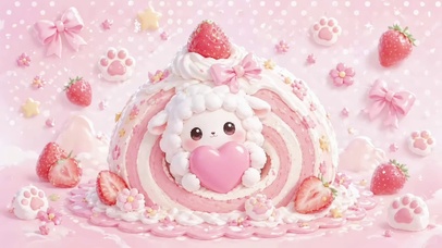 粉色甜美梦幻奶油咩咩草莓蛋糕