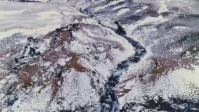 4K 高清 冰岛空中俯瞰瀑布