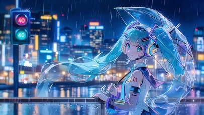 赛博雨夜miku