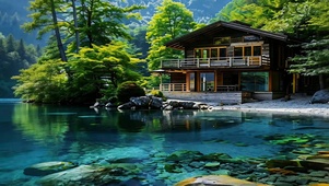 湖畔小木屋