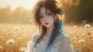 黄昏花海女孩