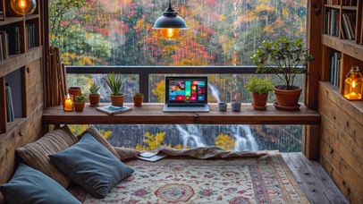 【雨景】小书房外的雨景