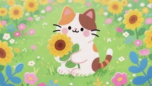 花丛中的猫咪