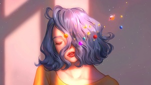 插画星系少女