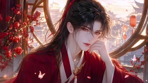 梅花红衣美男