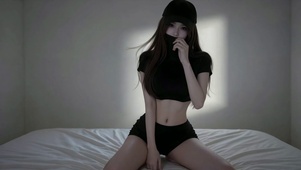 暗调卧室酷感黑衣美女