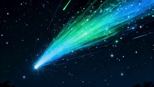 夜空星河中一颗巨大的流星坠落