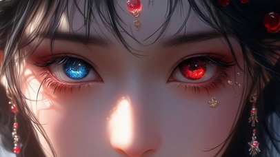 双色眼眸美女壁纸4k