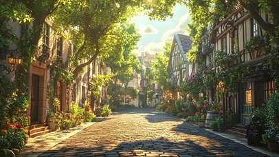 欧式小镇的宁静夏日