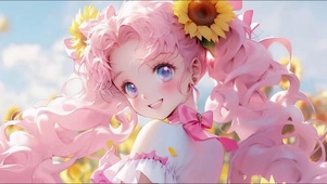 向日葵粉发少女