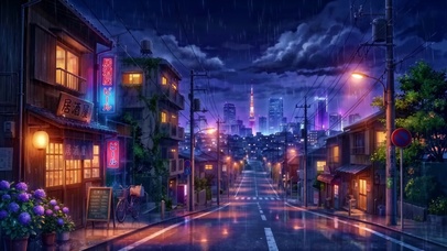 雨夜东京街巷