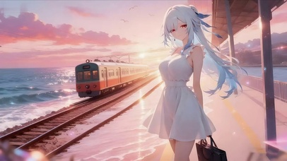 海边车站女孩