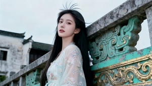 江南古镇桥边姑娘