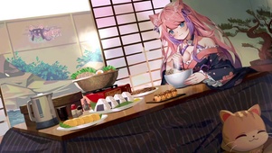 吃面条少女
