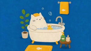 悠闲泡澡小猫咪