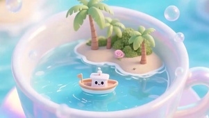 夏天小清新河流带鱼屏