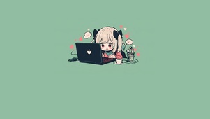 可爱办公动漫插画女孩
