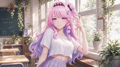 阳光教室粉发少女达妮娅