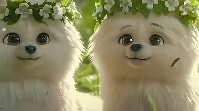 可爱萌宠小狗带鱼屏