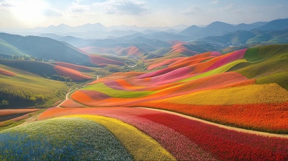 阳光山谷彩色花田