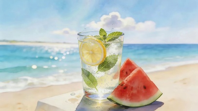 海滩柠檬汽水