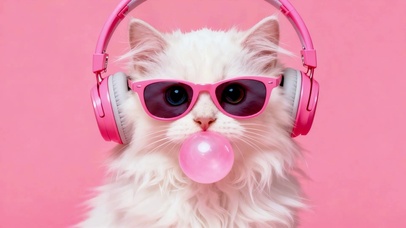 时尚音乐可爱猫