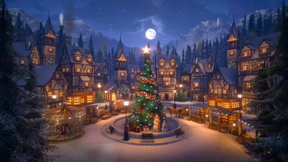 雪天新年圣诞小镇