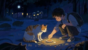 男孩与猫咪