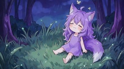 雨夜萤火狐耳少女