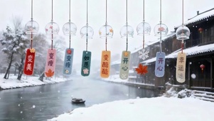 雪景树木小清新双屏