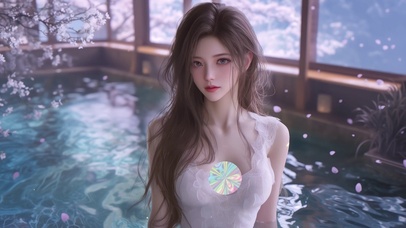 泳池阳光美女