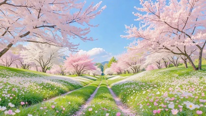 护眼春日樱花林