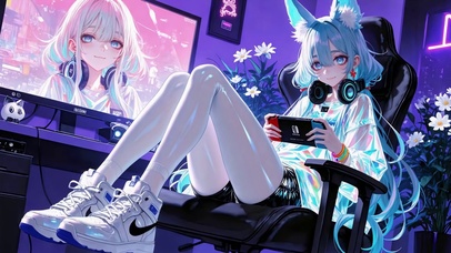 赛博房间里的电竞女孩