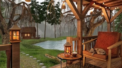 舒适庭院春雨