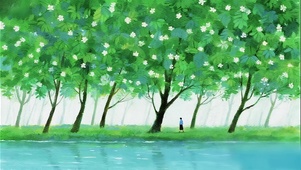 花林散步的少女