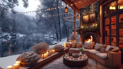 在暖暖的咖啡门廊氛围中醒来