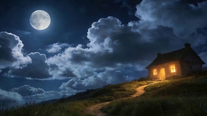 夜景房屋花草