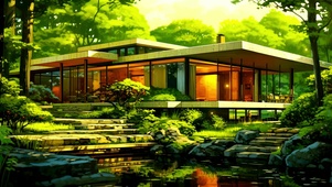 绿色护眼森林小屋