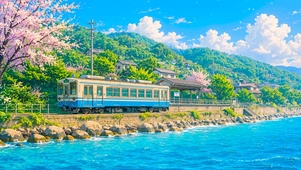 海景小镇电车