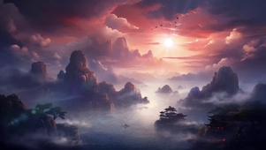 国风水墨山水画