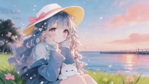 湖畔治愈小女孩