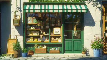 夏日绿色静谧阳光商店