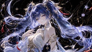 蓝发星空少女-星辰礼服