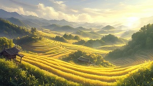 秋日金黄梯田